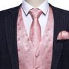 Barry.Wang Light Pink Flower Formal Men Vest Paisley Jacquard Silk Tie Suit Waistcoat Set Wedding 5PCS view 3