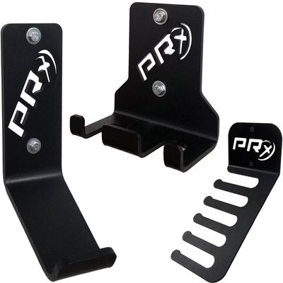 PRx Performance Hanging Double Barbell, Mobility Band Hanger & Kettlebell Storage Bundle
