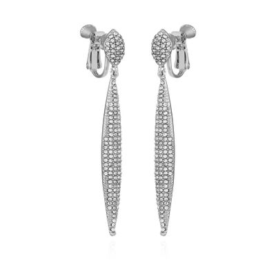 Vince Camuto Silver-Tone Crystal Glass Stone Spear Drop Earrings For Women