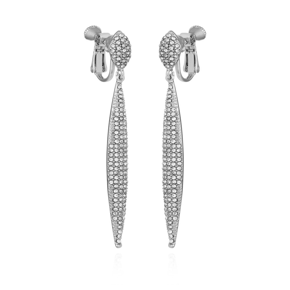 Vince Camuto Silver-Tone Crystal Glass Stone Spear Drop Earrings For Women