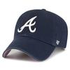 47 Atlanta Braves Ballpark Clean Up Dad Hat Baseball Cap (Navy/White/Pink) view 1