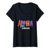 Womens Fun Aloha Sunshine graphic tee, Hawaii theme tee vacation V-Neck T-Shirt view 1