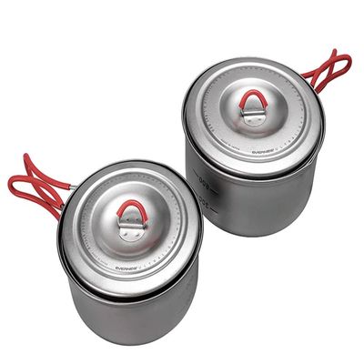 Evernew Titanium Lightweight Camping Pot w/Folding Handle Set, 600 & 900