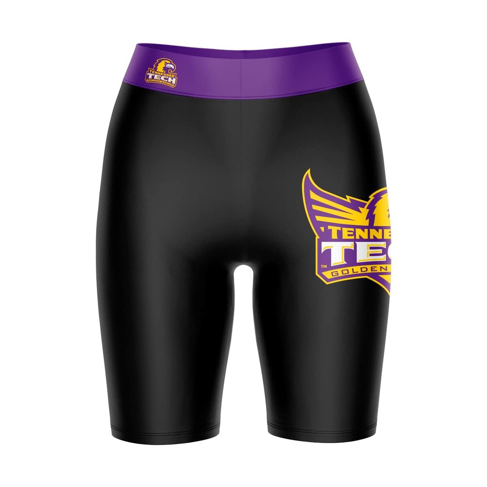 Vive La Fete Tennessee Tech Golden Eagles Game Day Logo Black & Purple Women's Biker Short 9" Inseam