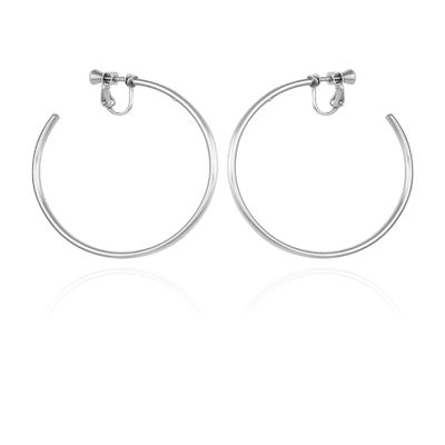 Vince Camuto Silver-Tone Large Open Hoop Clip On Earrings For Women