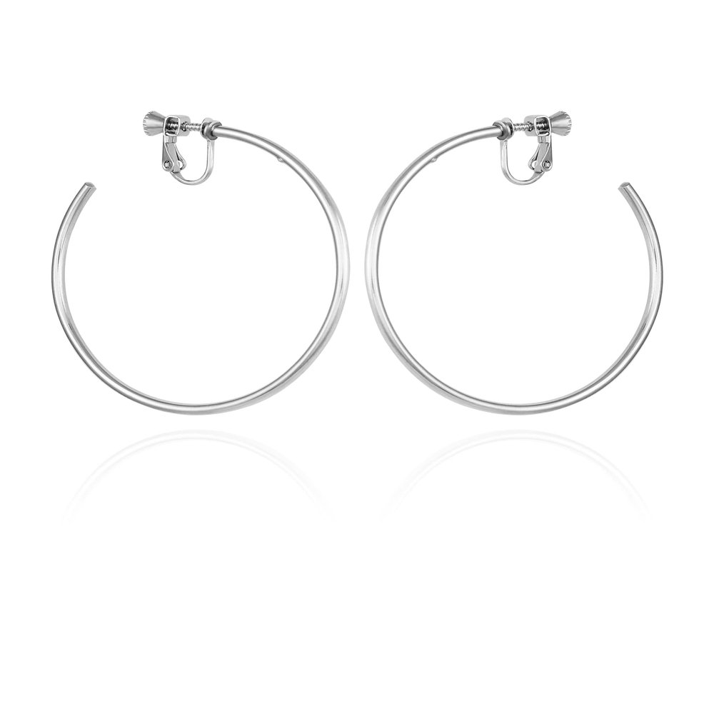Vince Camuto Silver-Tone Large Open Hoop Clip On Earrings For Women