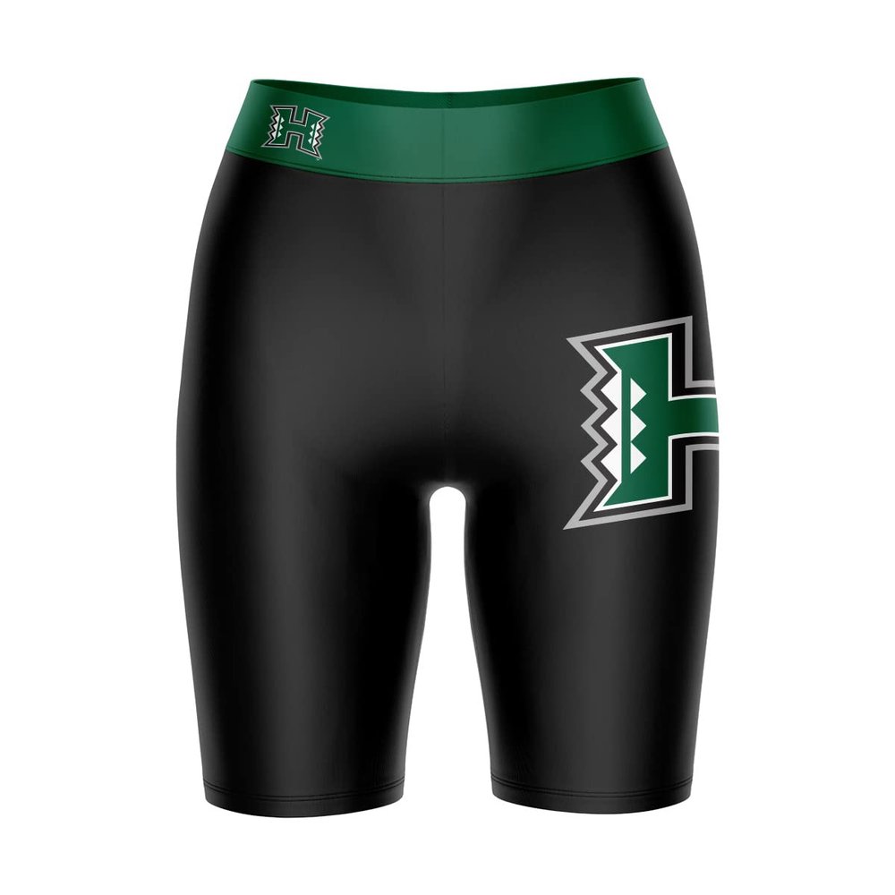 Vive La Fete Hawaii Rainbow Warriors Game Day Logo Black & Green Women's Biker Short 9" Inseam