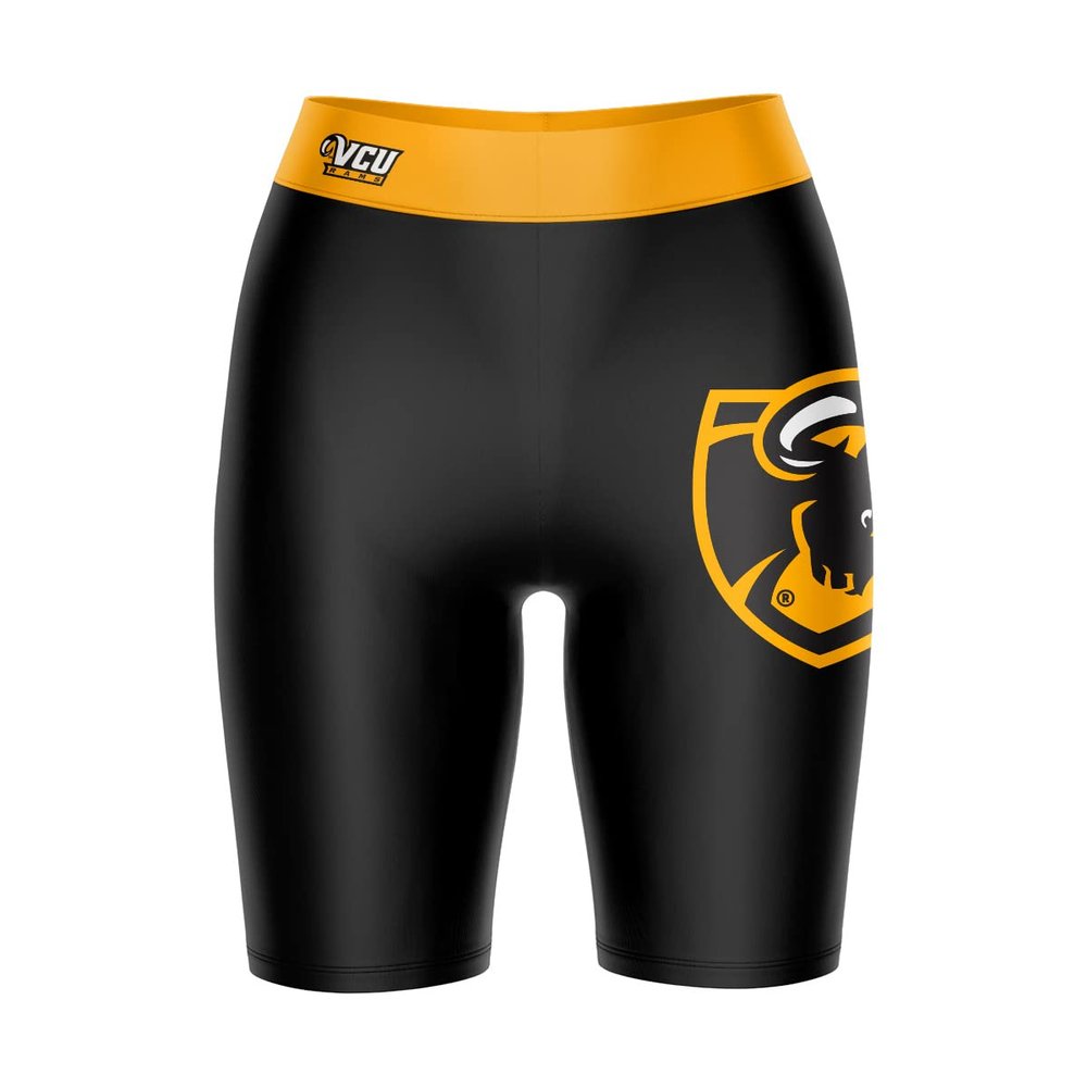 Vive La Fete VCU Rams Virginia Commonwealth Game Day Logo Black & Yellow Women's Biker Short 9" Inseam