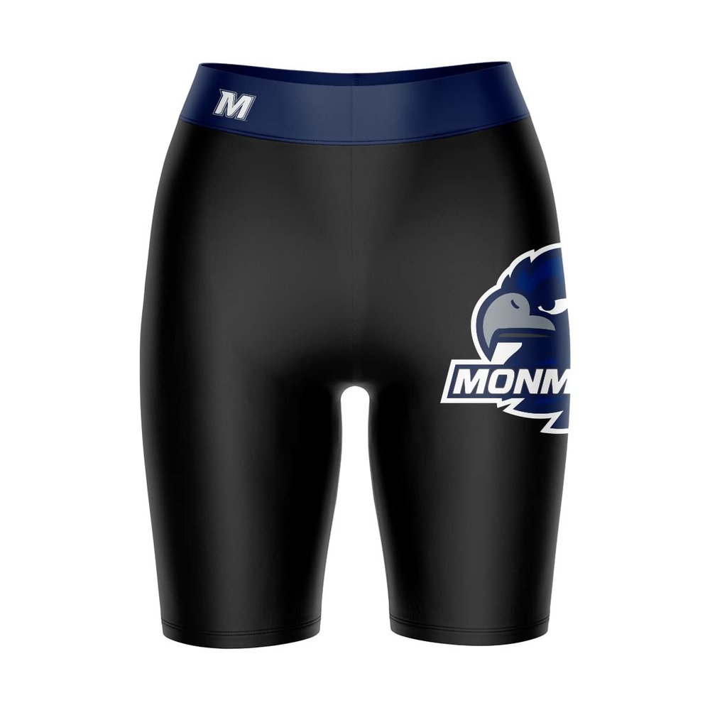 Vive La Fete Monmouth Hawks Game Day Logo Black & Blue Women's Biker Short 9" Inseam