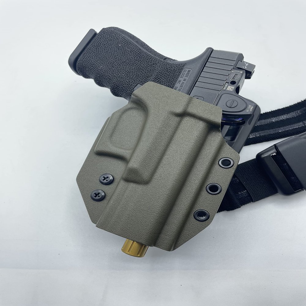 EDSC : (EDSConcealment) Tactical OWB Drop Kydex Gun Holster - Compatible with Glock All Models No Light Option - Compatible with Optics and Raised Sights (Appendix IWB) (CarbonFiberBlack/Black)