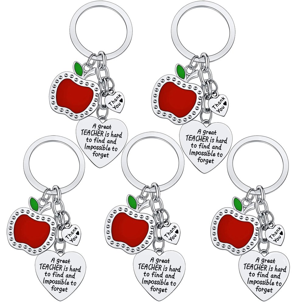 5PCs Teacher Keychains Teacher Appreciation Gifts Teacher Gifts Thank You Keychains Graduation Gift For Teachers (A Great Teacher)