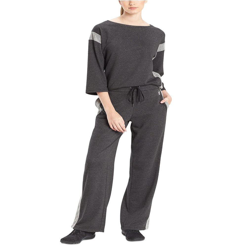 Josie Natori Women's Chi French Terry Pants-Medium-H.Black