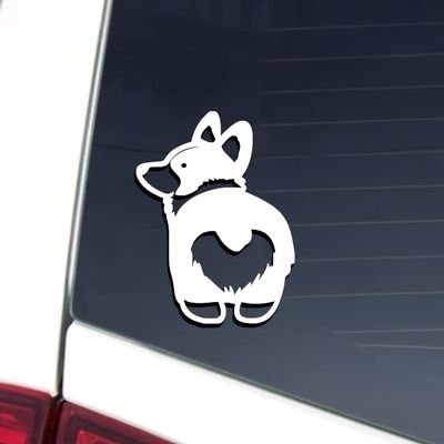 Corgi Butt Decal Vinyl Sticker | White, Black | Truck Window Bumper Car Laptop Wall Gift (White)