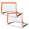 Simple Deluxe 4x3 Portable Soccer Goal, Pop Up Folding Soccer Net Comes with 2 Oxford Cloth Bags and 8 Stakes, Great for Training for Backyard, 2 Set, Orange & Black view 1