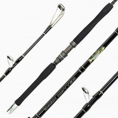 Dark Matter Fishing Rods - Heavy Duty Mojo Trolling Rods for Fishing - Carbon Fiber Lightweight Fast Action Rod with Fuji Alconite Guides, EVA Grips, Saltwater & Freshwater, Fishing Gear - Black, 7'