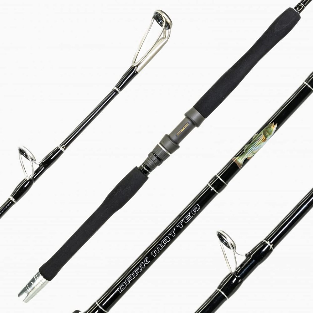 Dark Matter Fishing Rods - Heavy Duty Mojo Trolling Rods for Fishing - Carbon Fiber Lightweight Fast Action Rod with Fuji Alconite Guides, EVA Grips, Saltwater & Freshwater, Fishing Gear - Black, 7'