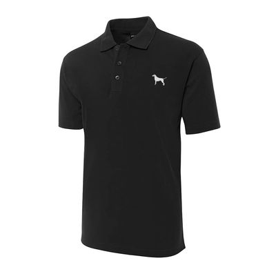 Mens Polo Shirts Pointer Animal Embroidered Shrot Sleeve Polo Shirts (Black,Large,Large)