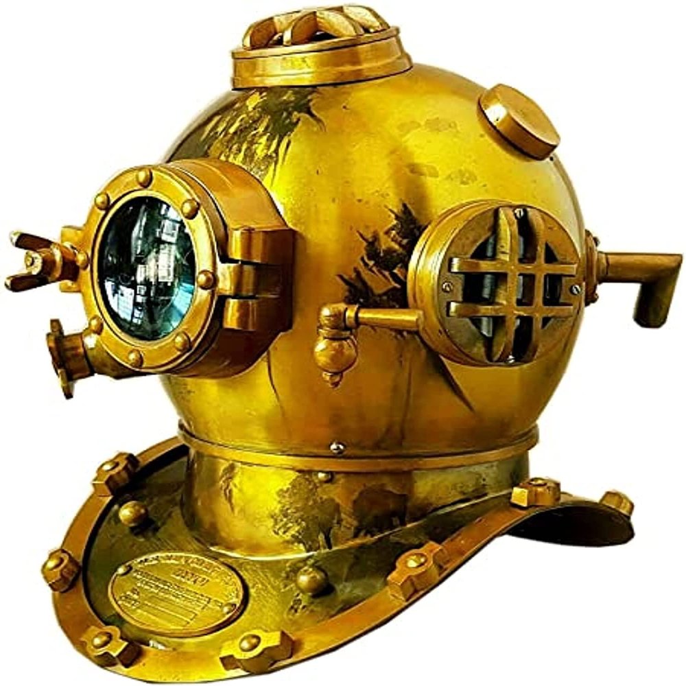 Diving Divers Antique Helmet for Scuba Diving ~ Antique Mark V Marine Scuba Divers Helmet 18" - Home Office Decorative