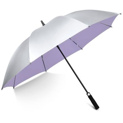 G4Free 62 Inch Windproof UV Protection Golf Umbrella Extra Large Silver Coated Automatic Open Silver Coated Stick Umbrella (Silver/Light Purple)