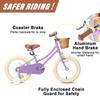 Petimini 16 Inch Little Kids Bike for Age 4 5 6 7 Years Old Girls Retro Vintage Style Bicycles with Basket Training Wheels and Bell, Purple view 2