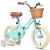 Petimini 14 Inch Little Kids Bike for Age 3 4 5 Years Old Girls Retro Vintage Style Bicycles with Basket Training Wheels and Bell, Mint Green view 1