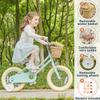 Petimini 14 Inch Little Kids Bike for Age 3 4 5 Years Old Girls Retro Vintage Style Bicycles with Basket Training Wheels and Bell, Mint Green view 3