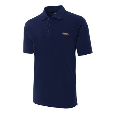 Mens Polo Shirts Fox Animal Embroidered Shrot Sleeve Polo Shirts (Navy,Small,Small)