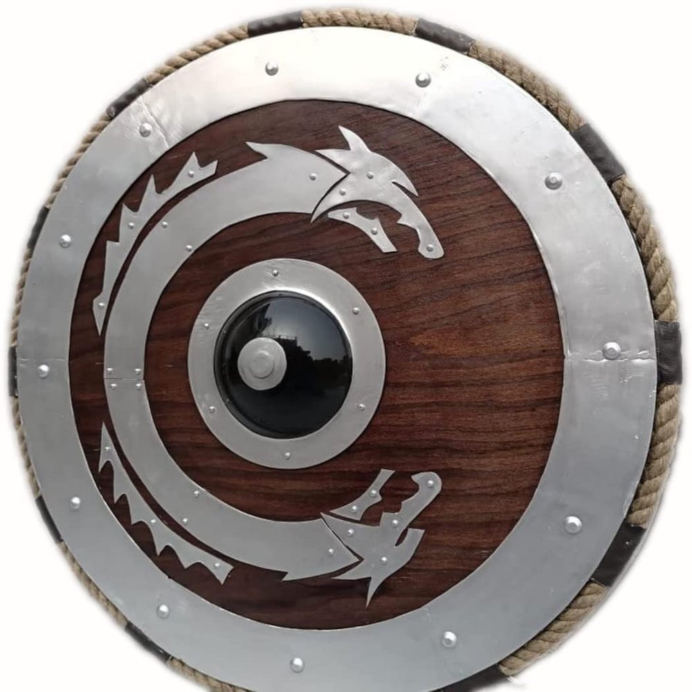Dragon Viking Shield for Battle 24 Inches, Medieval Fully Functional Shield, Round Shield, Cosplay Battle Ready Shield Best Gifts