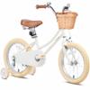 Petimini 16 Inch Little Kids Bike for Age 4 5 6 7 Years Old Girls Retro Vintage Style Bicycles with Basket Training Wheels and Bell, White view 1
