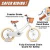 Petimini 16 Inch Little Kids Bike for Age 4 5 6 7 Years Old Girls Retro Vintage Style Bicycles with Basket Training Wheels and Bell, White view 2