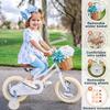 Petimini 18 Inch Little Kids Bike for Age 5 6 7 8 Years Old Girls Retro Vintage Style Bicycles with Basket Training Wheels and Bell, White view 2