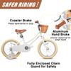 Petimini 18 Inch Little Kids Bike for Age 5 6 7 8 Years Old Girls Retro Vintage Style Bicycles with Basket Training Wheels and Bell, White view 3