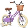 Petimini 14 Inch Little Kids Bike for Age 3 4 5 Years Old Girls Retro Vintage Style Bicycles with Basket Training Wheels and Bell, Purple view 1