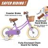 Petimini 14 Inch Little Kids Bike for Age 3 4 5 Years Old Girls Retro Vintage Style Bicycles with Basket Training Wheels and Bell, Purple view 2