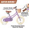 Petimini 12 Inch Kids Bike for Age 2 3 4 Years Old Little Girls Toddlers Retro Vintage Style Bicycles with Basket Training Wheels and Bell, Purple view 2