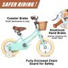 Petimini 12 Inch Kids Bike for Age 2 3 4 Years Old Little Girls Toddlers Retro Vintage Style Bicycles with Basket Training Wheels and Bell, Mint Green view 2