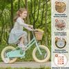 Petimini 12 Inch Kids Bike for Age 2 3 4 Years Old Little Girls Toddlers Retro Vintage Style Bicycles with Basket Training Wheels and Bell, Mint Green view 3