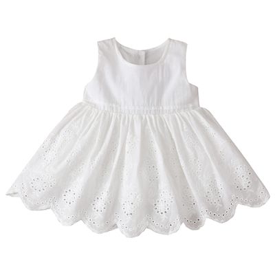 Alvivi Toddler Baby Girls Summer Camis Dress Sleeveless Cotton Lace Hollow Embroidered Ruched Dress White 3-4 Years