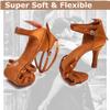 MSMAX Women Black Latin Dancing Shoes High Heel Character Ballroom Dance Shoe for Women 5 M US Women view 3