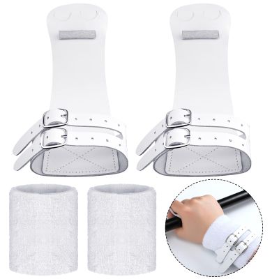 Chivao Genuine Leather Gymnastics Grips Wristbands Sets Double Buckle Athletic Gymnastics Hand Grips for Woman Youth Bar Palm Protection and Wrist Support Sports for Weightlifting Tennis and Exercise