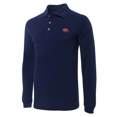 LexiuYibai Mens Polo Shirts California Bear Embroidered Long Sleeve Polo Shirts (Navy,Large,Large)