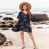 Aoulaydo Swimsuit Cover Ups for Women Sexy Beach Cover Up Dress Short Sleeves Bathing Suit Coverup view 2