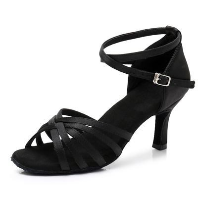 MSMAX Women Black Latin Dancing Shoes High Heel Character Ballroom Dance Shoe for Women 10 M US Women