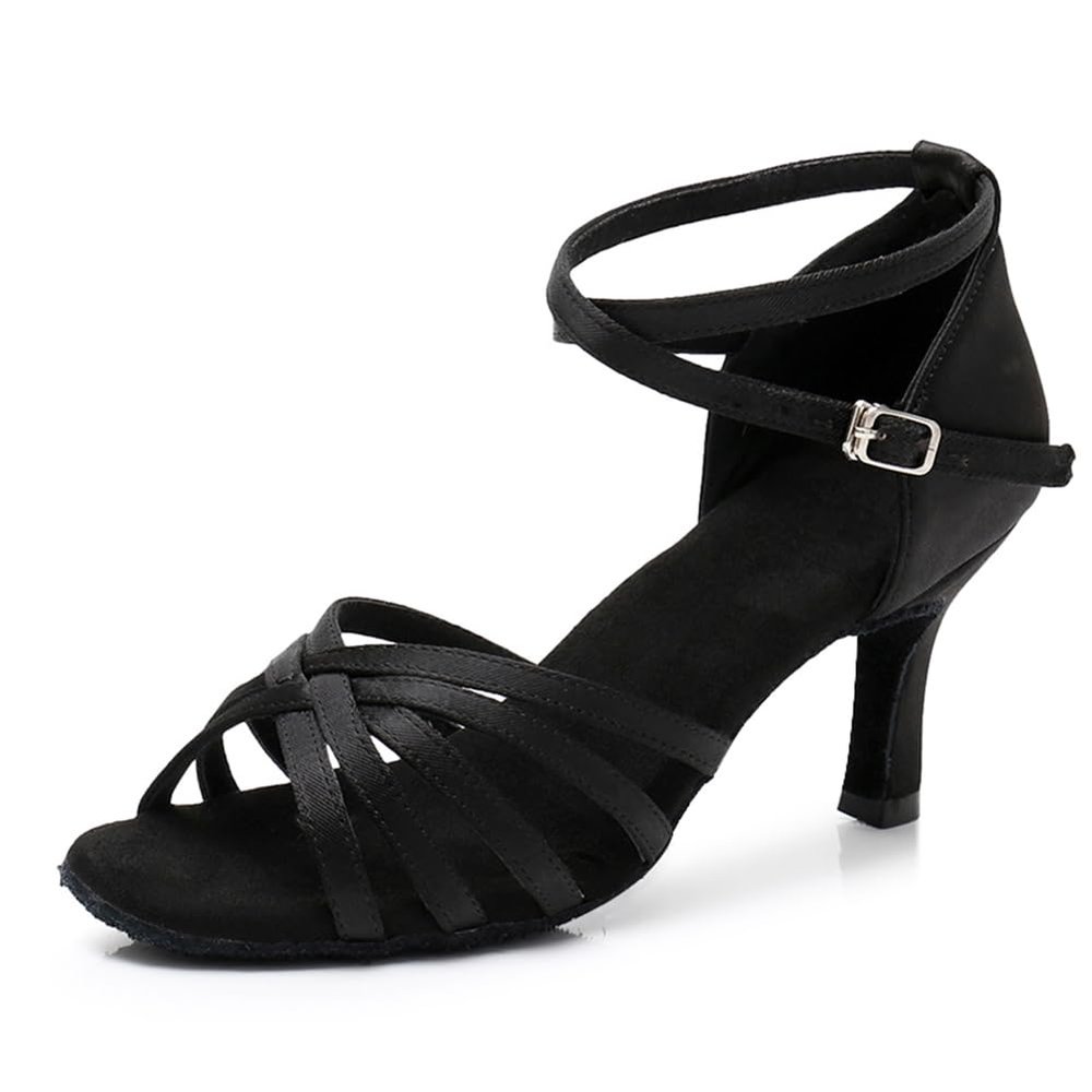 MSMAX Women Black Latin Dancing Shoes High Heel Character Ballroom Dance Shoe for Women 10 M US Women