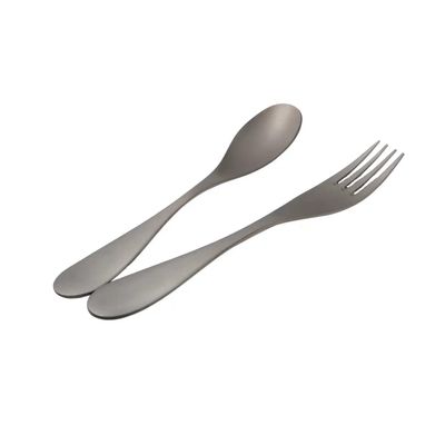 RISON Titanium 2PCS Ultra Light Silver Spoon and Spork for Camping Backpacking Hiking Fishing or any other Outdoor Activities