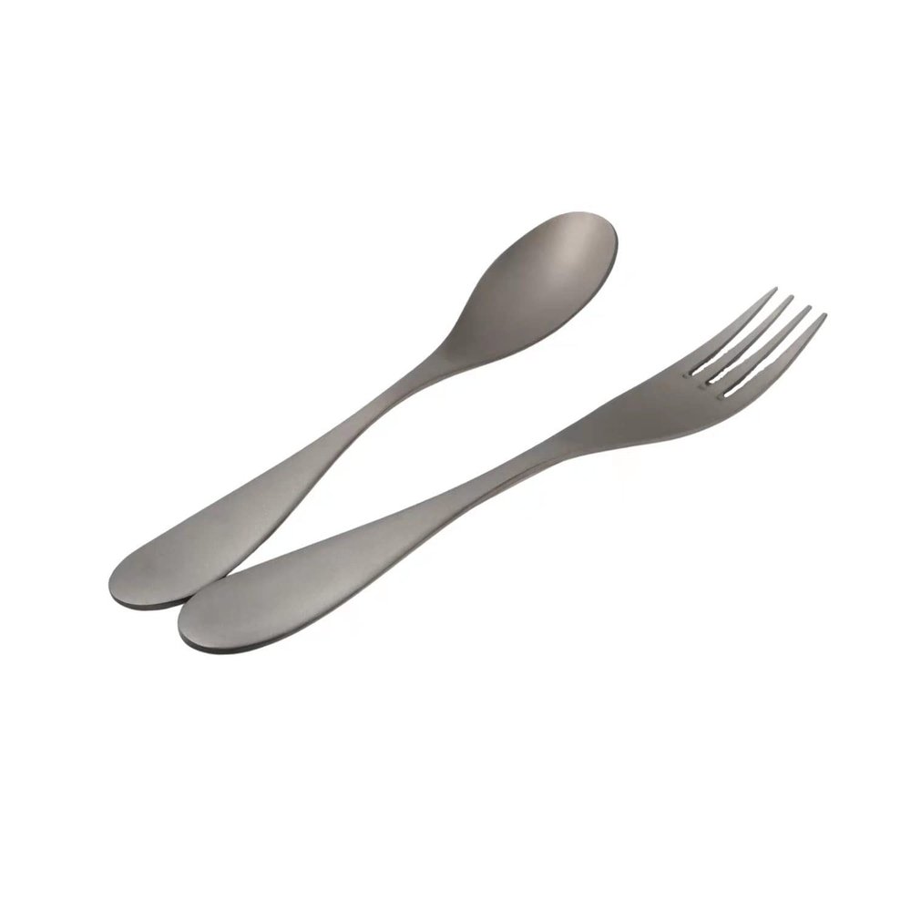 RISON Titanium 2PCS Ultra Light Silver Spoon and Spork for Camping Backpacking Hiking Fishing or any other Outdoor Activities