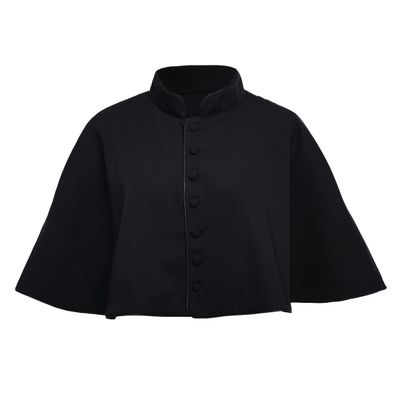 BLESSUME Priest Cape Liturgical cappa Churchman Clergy Christian Costume Black Cape Shawl(X-Large, Black)