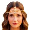 Brishow Rhinestone Gold Head Chain Jewelry for Women Bridal Forehead Headpiece for Wedding