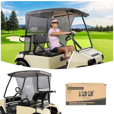 10L0L Golf Cart Sun Shade Cover for Club Car DS Precedent & EZGO TXT RXV, Superior UV Heat Blocking Polyester Mesh Canopy Cover, Durable & Easy Install (Roof Size:59" L X 41" W)