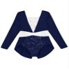 Agoky Kids Girls Long Sleeve Sequin Ballet Dance Leotard Hollow Back Athletic Gymnastic Workout Unitard Jumpsuit Navy Blue 8 Years view 3